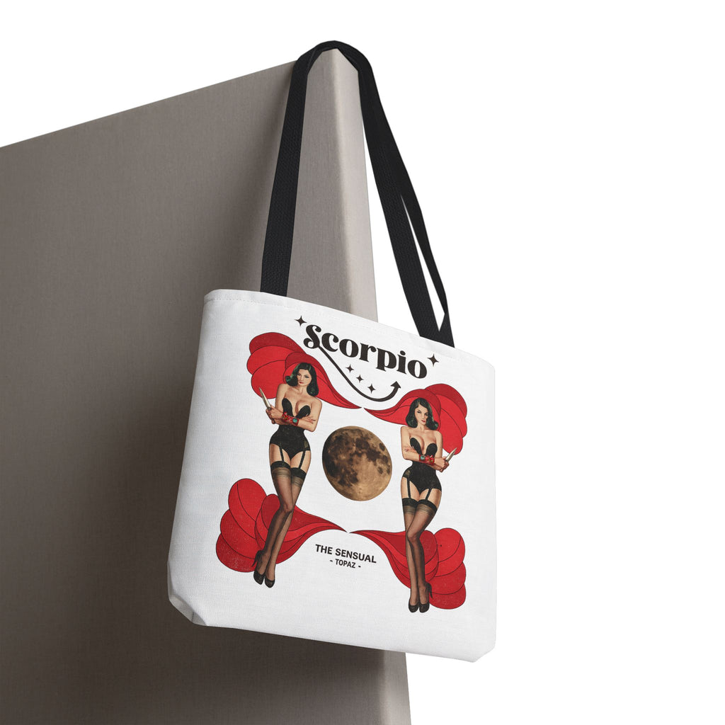 Scorpio Pinup Moon Tote Bag | Zodiac Astrology Illustration