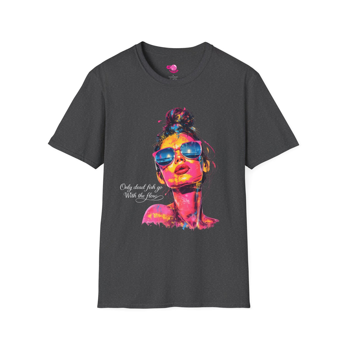 Neon Pop Art Woman Sunglasses T-Shirt | Colorful Portrait Tee