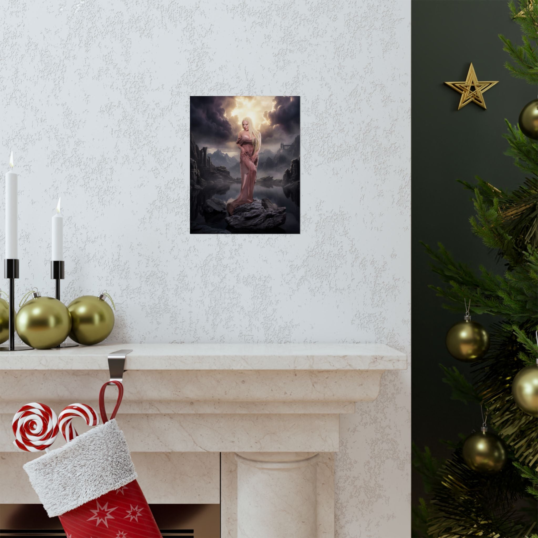 Renaissance Photoshoot Vertical Poster | Fantasy Woman, Dramatic Sky