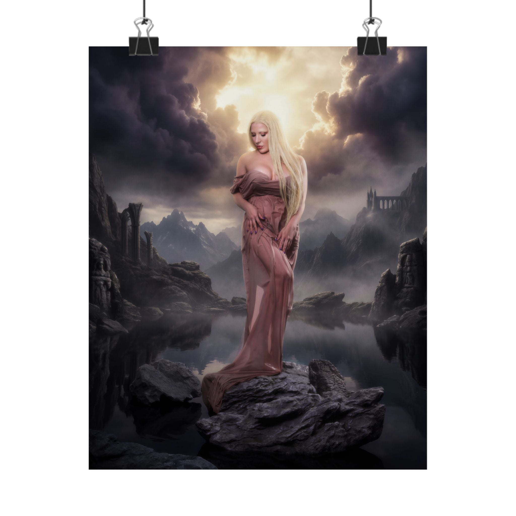 Renaissance Photoshoot Vertical Poster | Fantasy Woman, Dramatic Sky