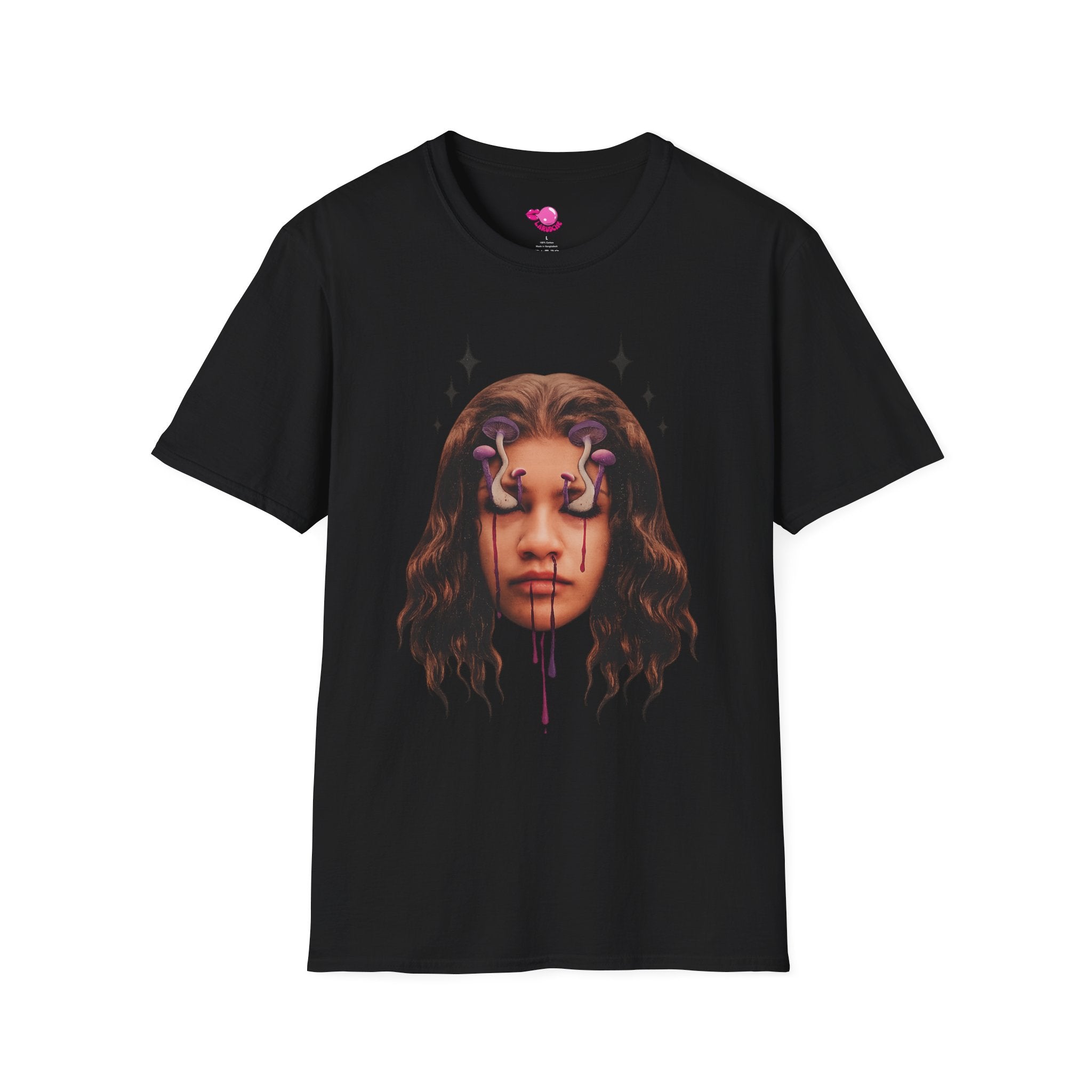 Mushroom Awakeness T-Shirt | Surreal Mushroom Art, Moody Portrait