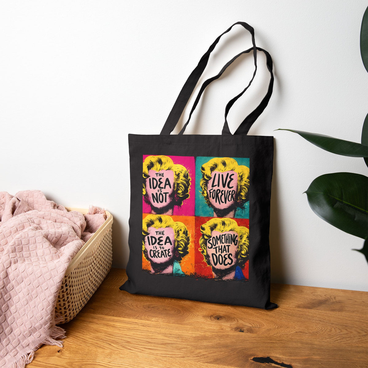 Pop Art Inspirational Quote Tote Bag | Colorful Motivational Canvas