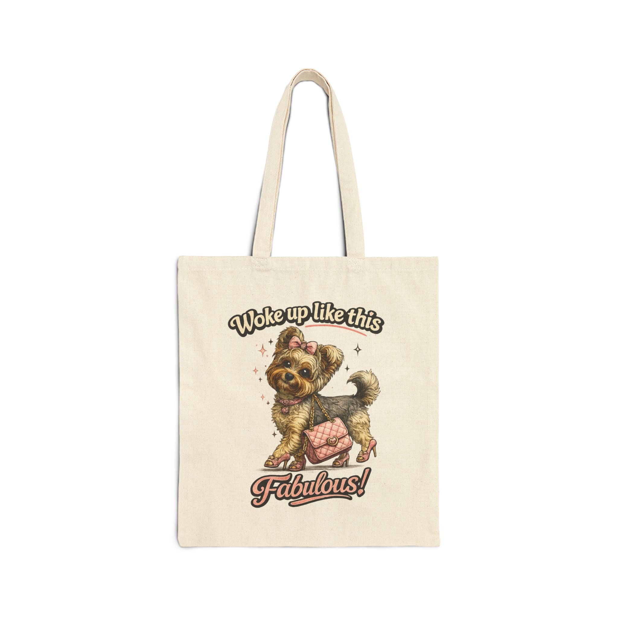 Woke Up Like This Fabulous Puppy Tote Bag | Cute Dog Canvas Tote