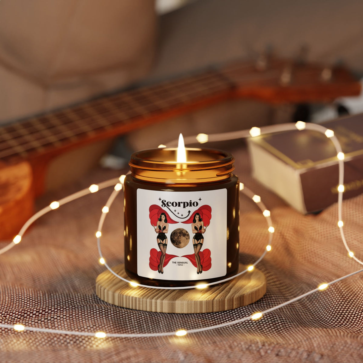 Scorpio Zodiac Pin Up Candle | Amber Jar Soy Candle