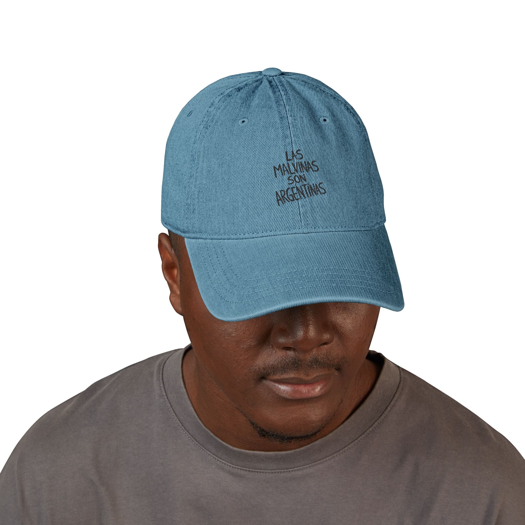 Las Malvinas Son Argentinas Denim Hat, Embroidered Phrase Cap