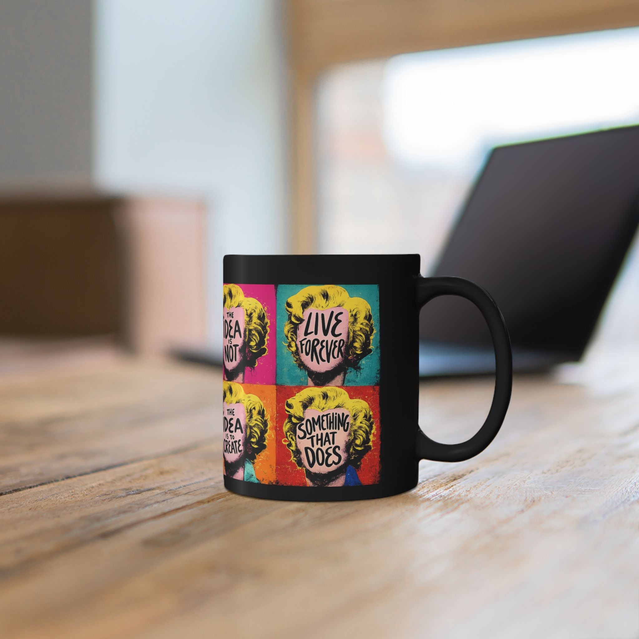 Pop Art Marilyn Quotes Mug | Black Ceramic Coffee Cup