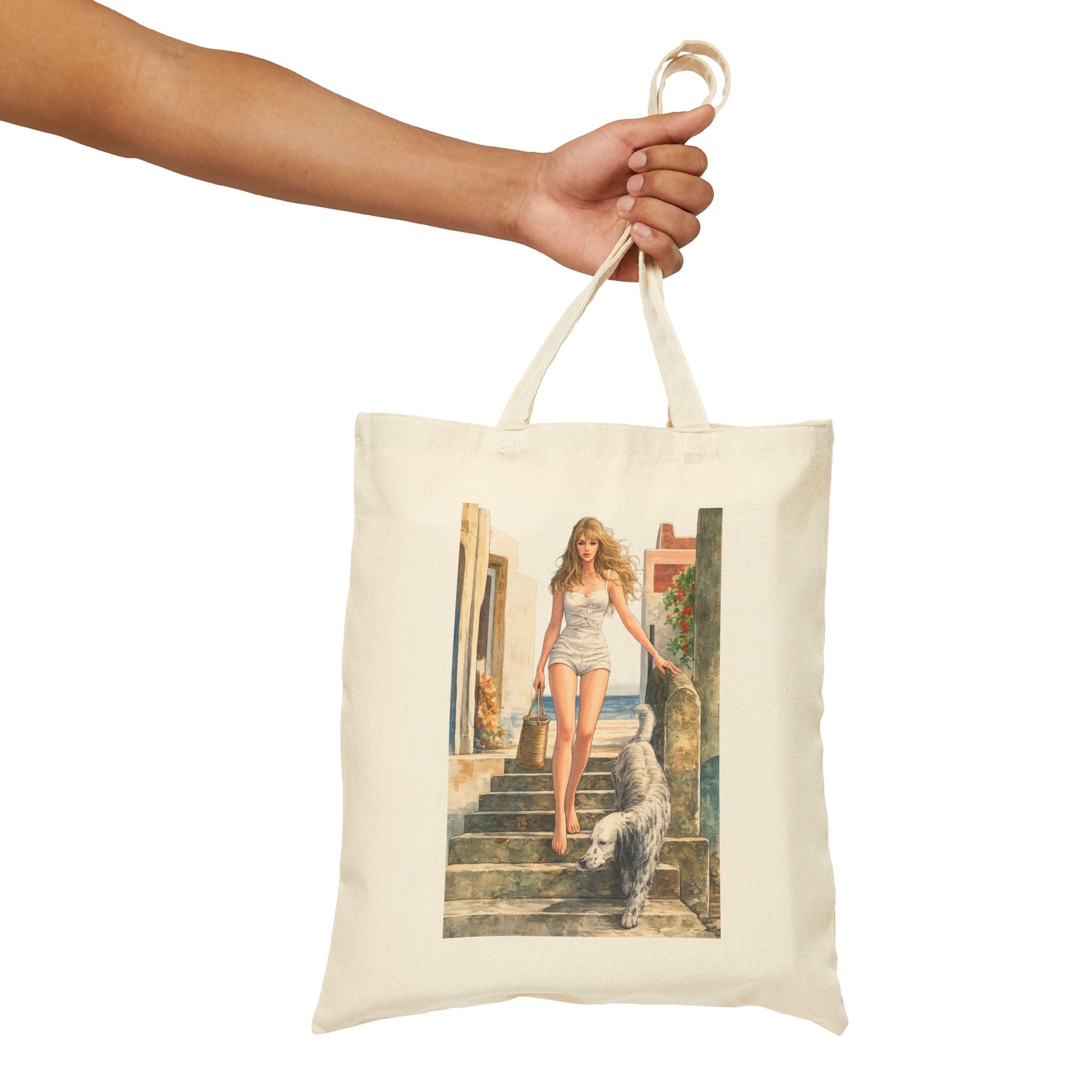 Tuscany Vacation Pin Up tote bag | Vintage seaside illustration
