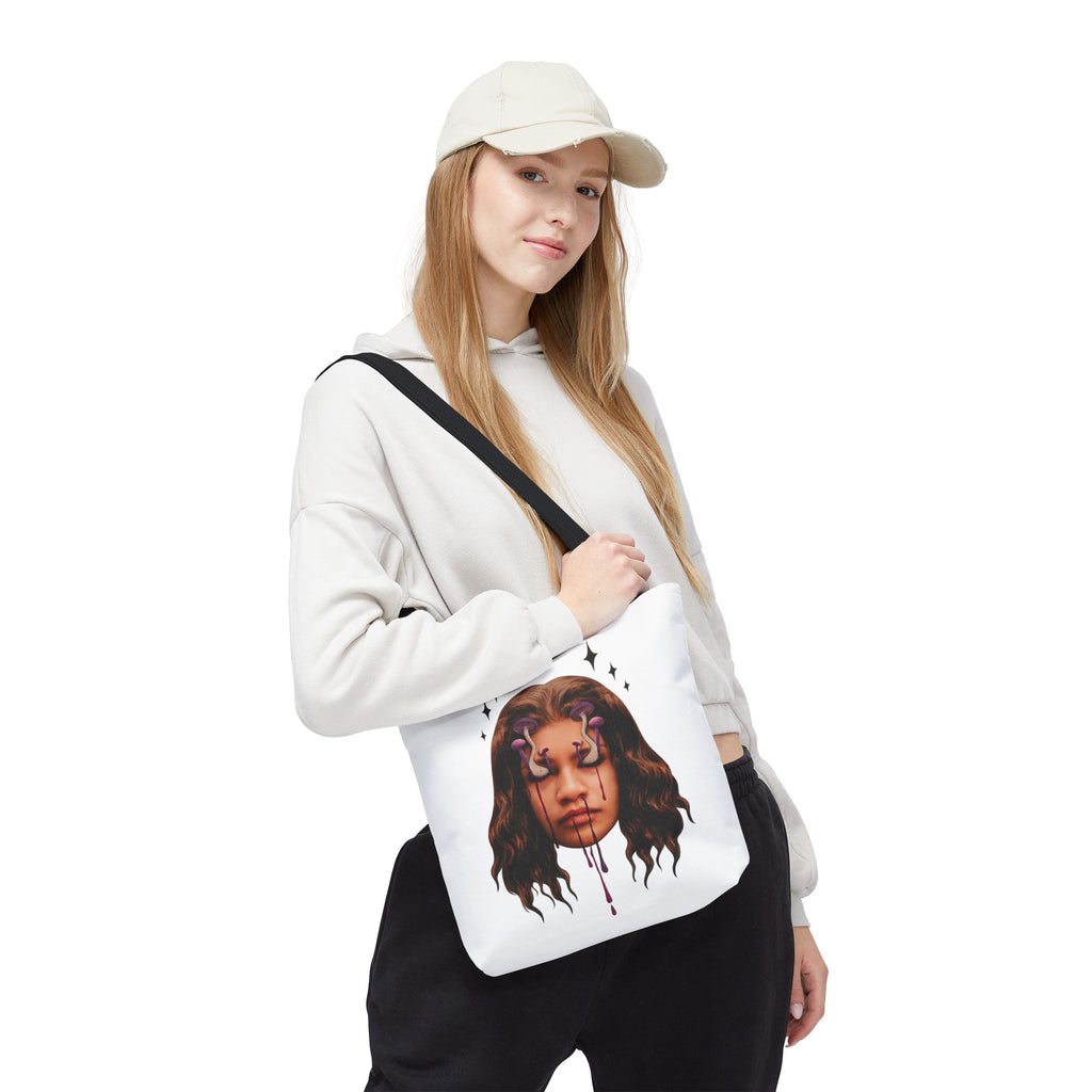 Mushroom awakeness Tote Bag | Surreal Gothic Art, Dripping Tears