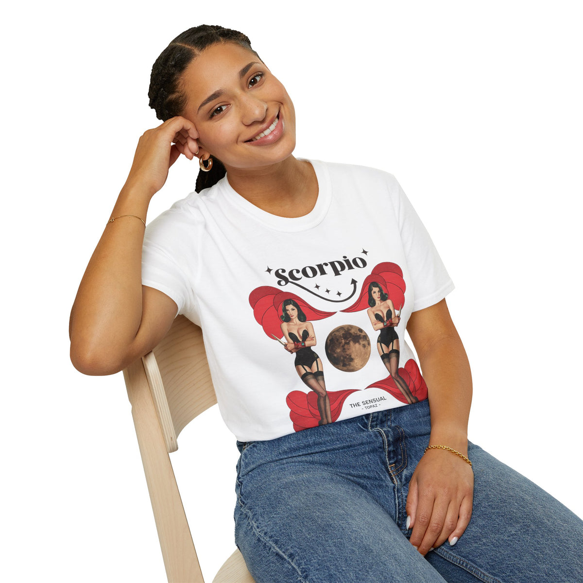Scorpio Zodiac Pin Up T-Shirt | Astrological Sign, Moon Artwork