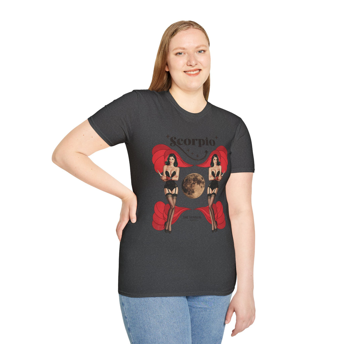Scorpio Zodiac Pin Up T-Shirt | Astrological Sign, Moon Artwork
