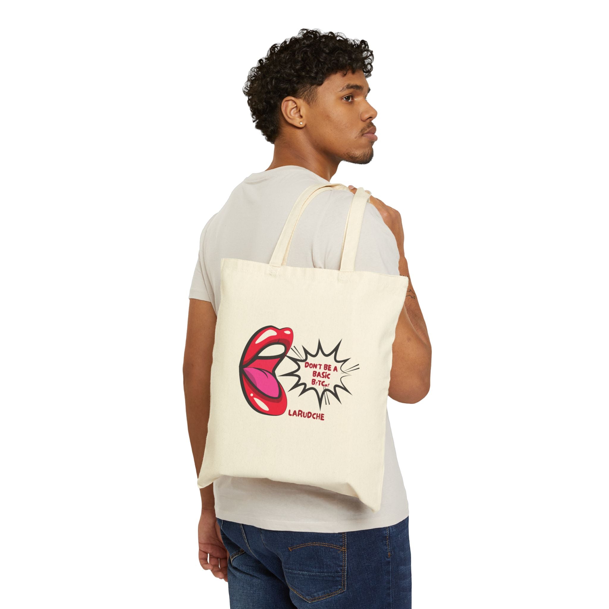 Don't Be A Basic Bitch Tote Bag | Pop Art Speech Bubble Cotton Canvas