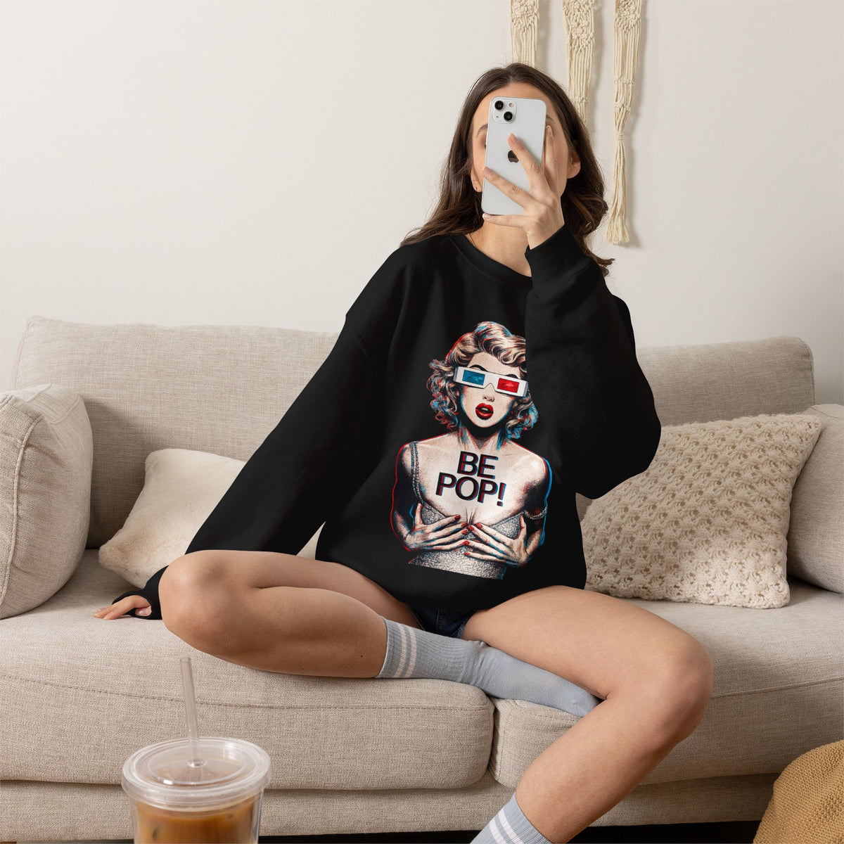 Pop Art BE POP! Sweatshirt | Vintage Pin-Up Graphic
