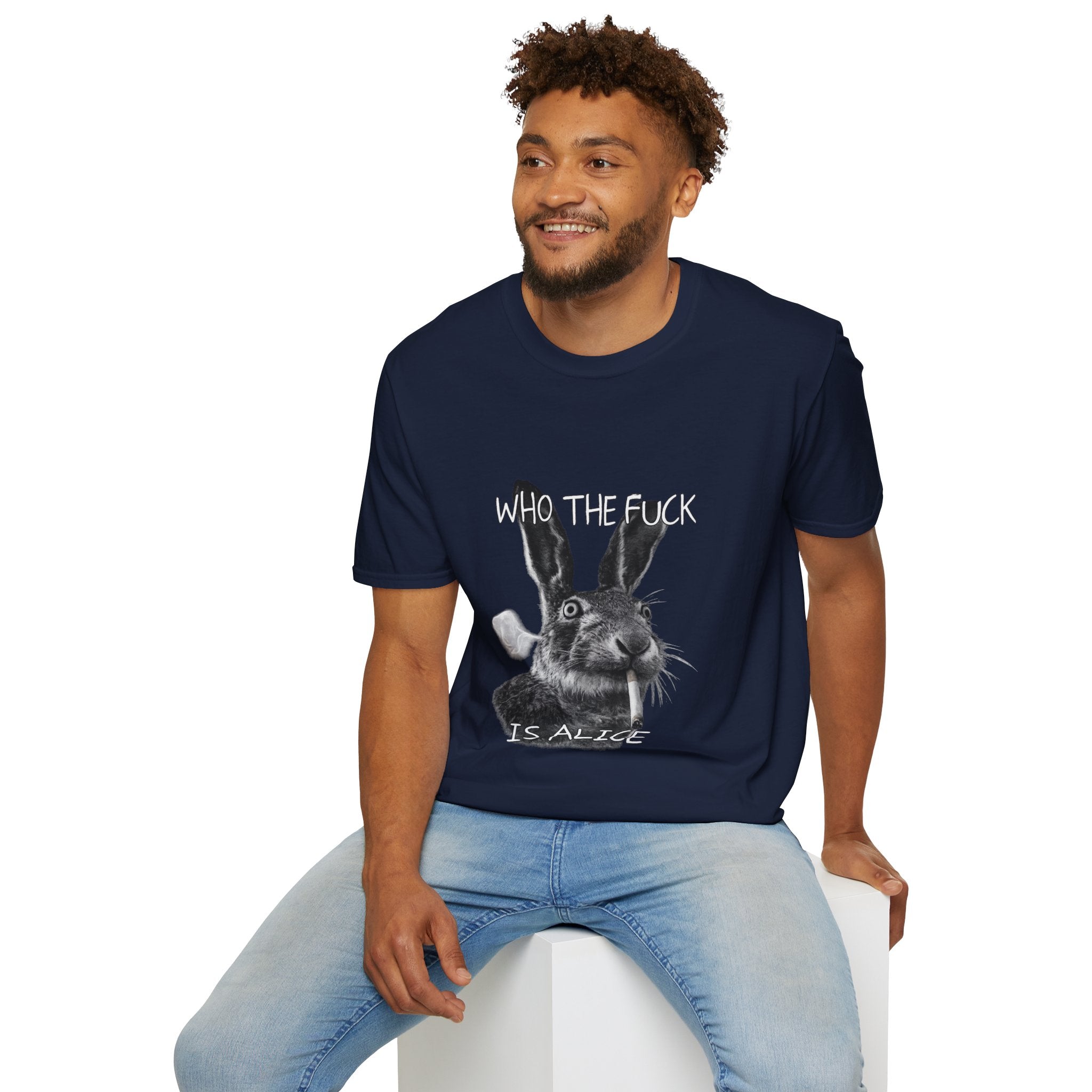 Who The Fuck is Alice T-Shirt | Bunny Illustration, Funny Profanity Tee