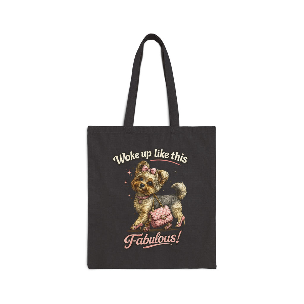 Woke Up Like This Fabulous Puppy Tote Bag | Cute Dog Canvas Tote