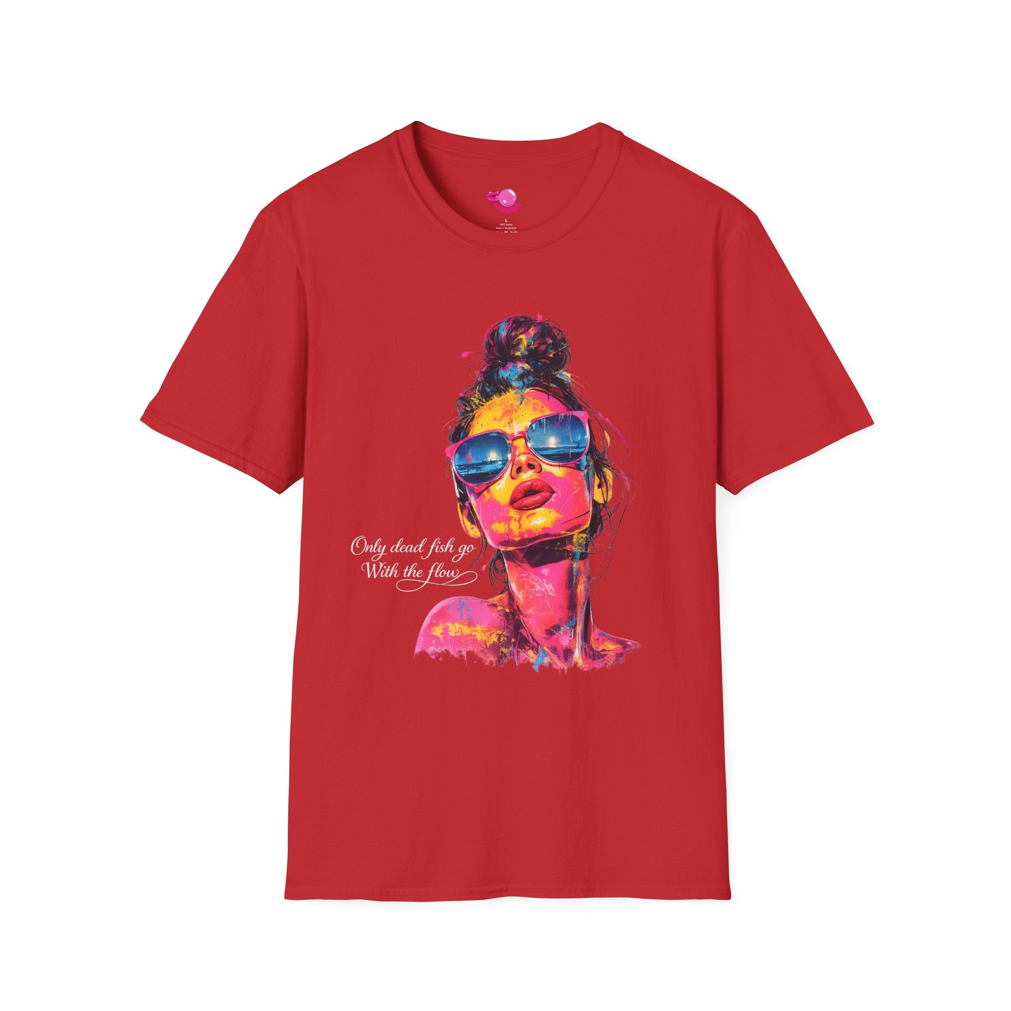Neon Pop Art Woman Sunglasses T-Shirt | Colorful Portrait Tee