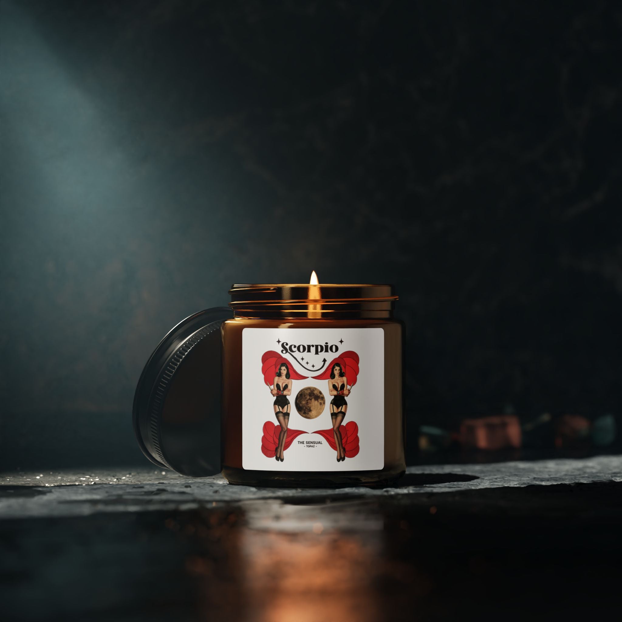 Scorpio Zodiac Pin Up Candle | Amber Jar Soy Candle