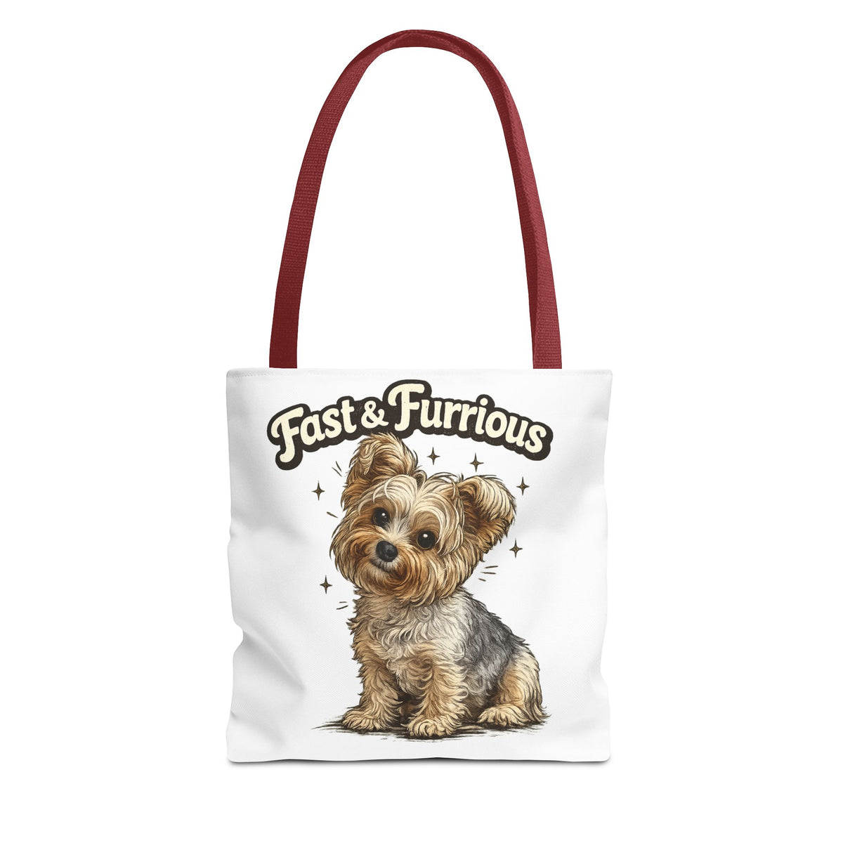 Fast & Furrious Yorkshire Terrier tote | cute dog illustration, paw art