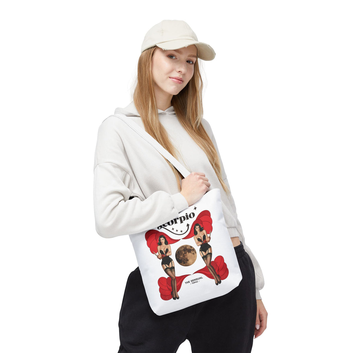 Scorpio Pinup Moon Tote Bag | Zodiac Astrology Illustration