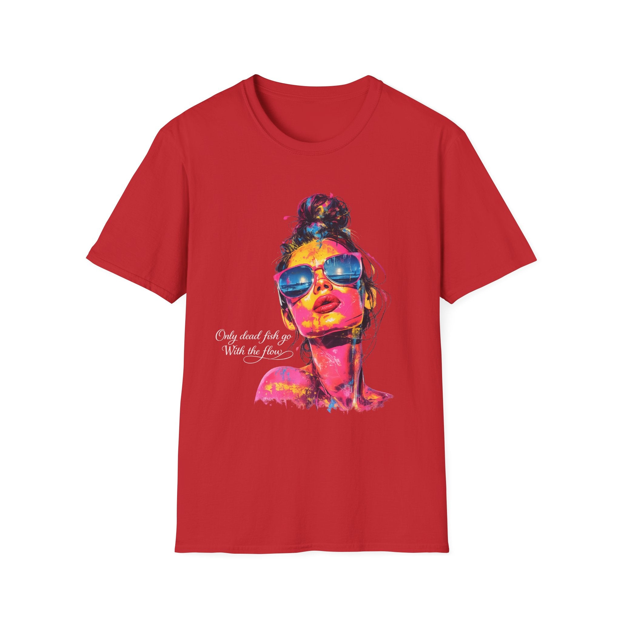 Neon Pop Art Woman Sunglasses T-Shirt | Colorful Portrait Tee