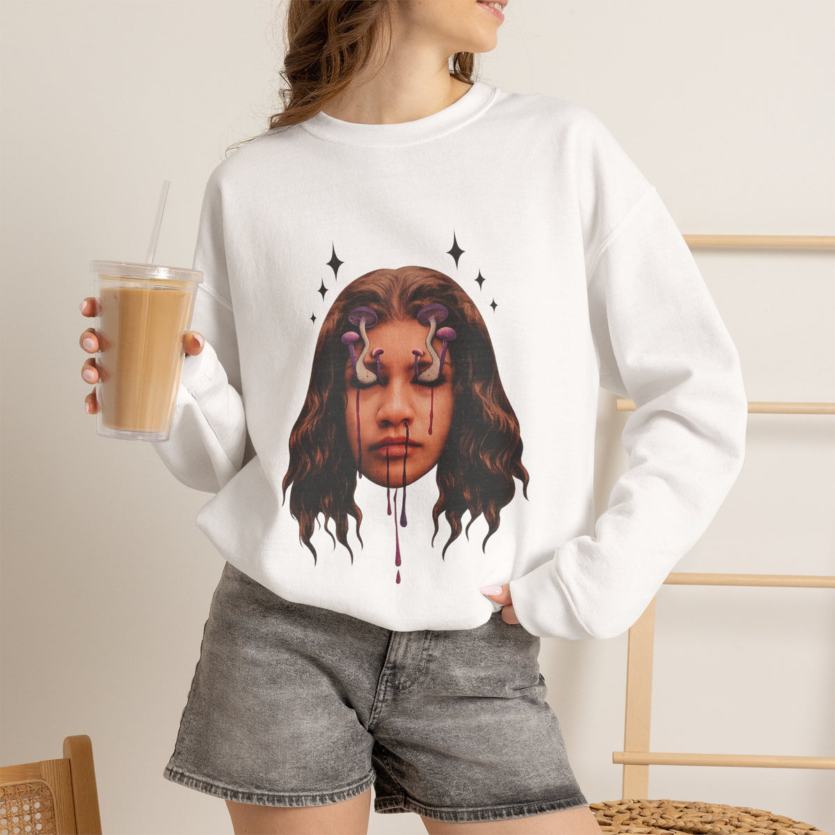 Mushroom Awakeness sweatshirt | Portrait Art, Mystic Tears