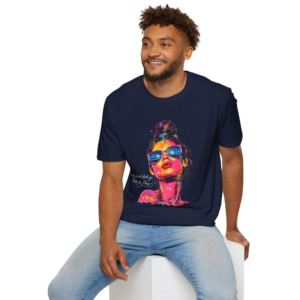 Neon Pop Art Woman Sunglasses T-Shirt | Colorful Portrait Tee