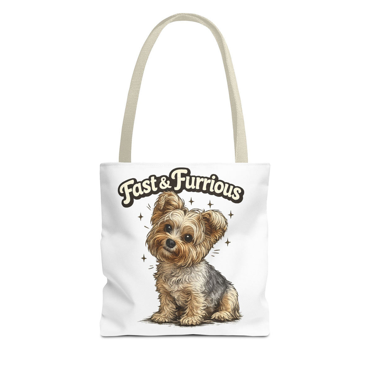Fast & Furrious Yorkshire Terrier tote | cute dog illustration, paw art