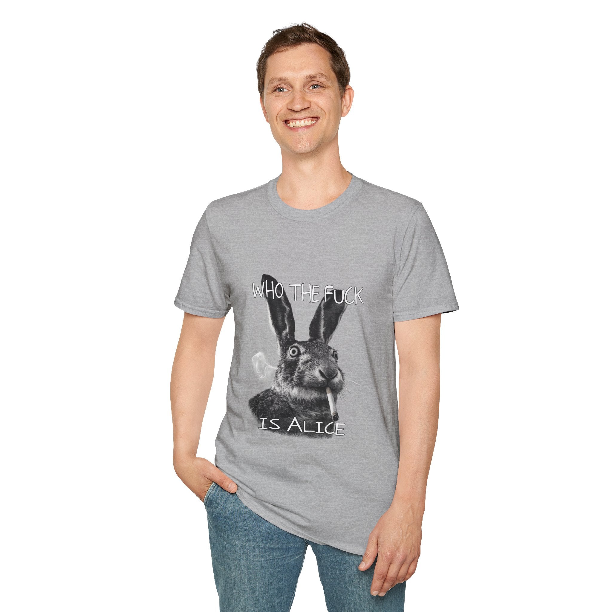 Who The Fuck is Alice T-Shirt | Bunny Illustration, Funny Profanity Tee
