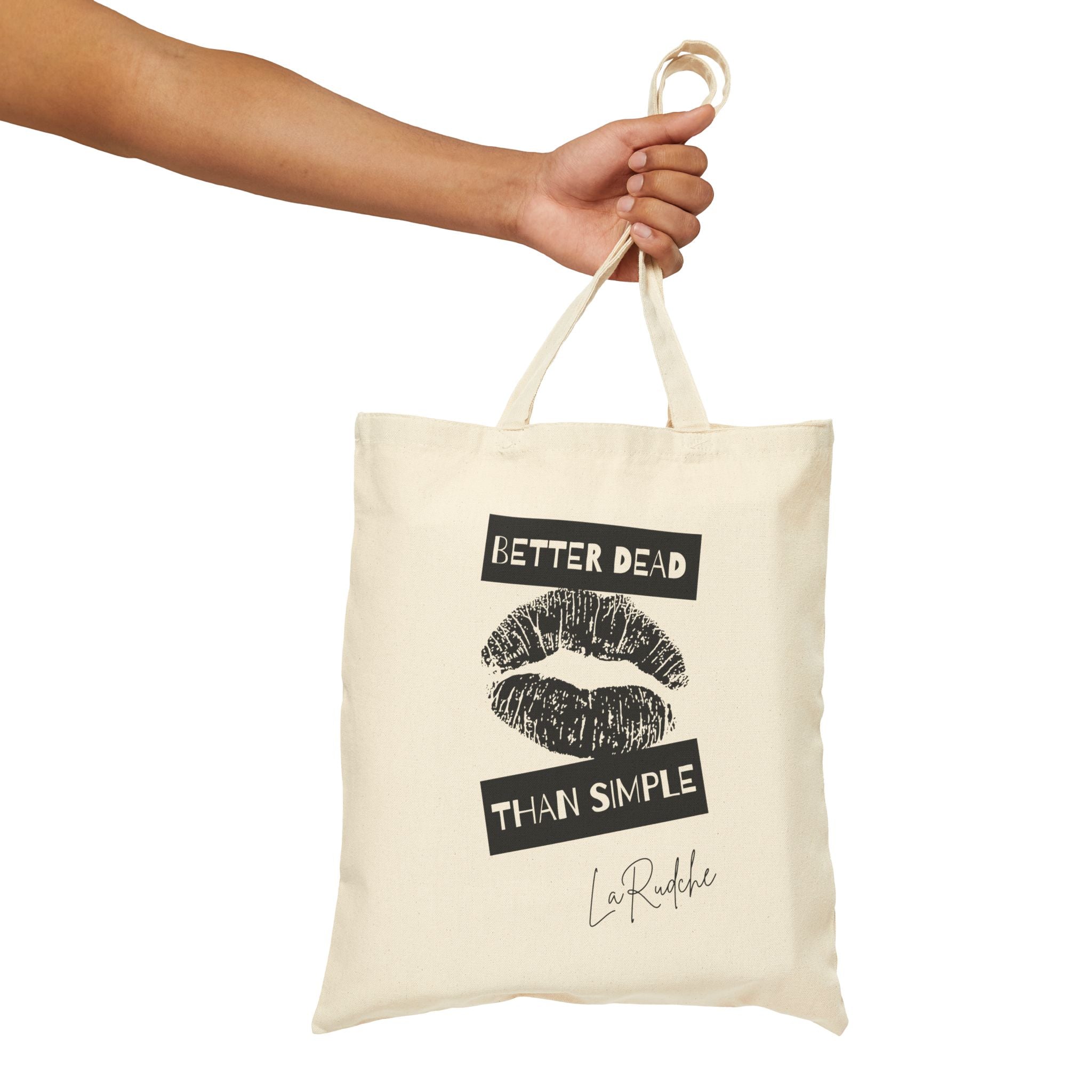 Better Dead Than Simple tote bag | Kiss graphic cotton canvas tote