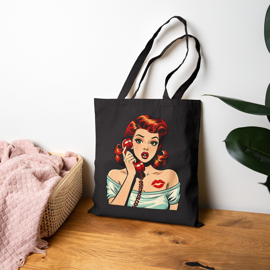 Retro Pinup Girl Tote Bag | Vintage Comic Pop Art Tote