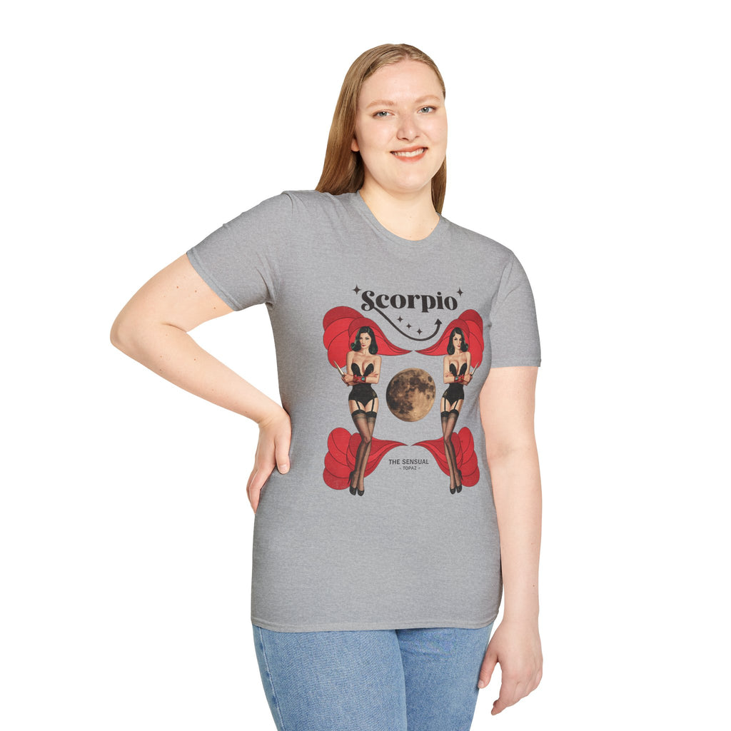 Scorpio Zodiac Pin Up T-Shirt | Astrological Sign, Moon Artwork