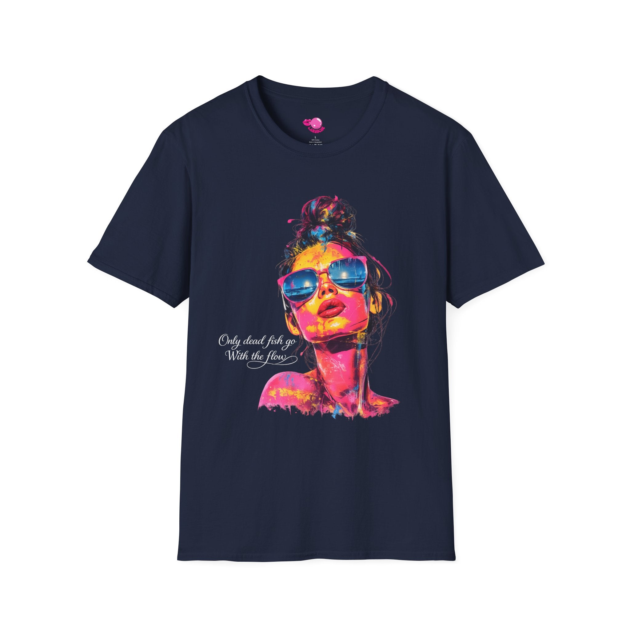 Neon Pop Art Woman Sunglasses T-Shirt | Colorful Portrait Tee