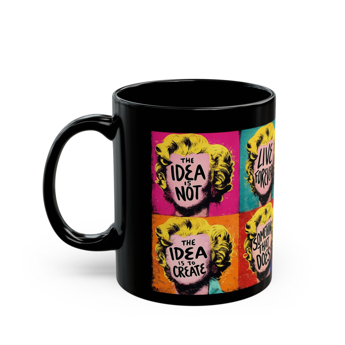 Pop Art Marilyn Quotes Mug | Black Ceramic Coffee Cup