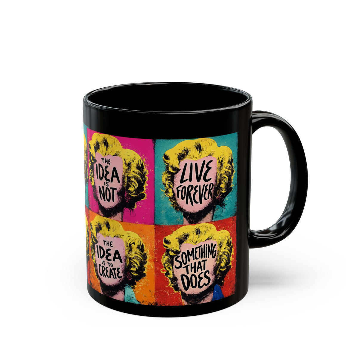 Pop Art Marilyn Quotes Mug | Black Ceramic Coffee Cup