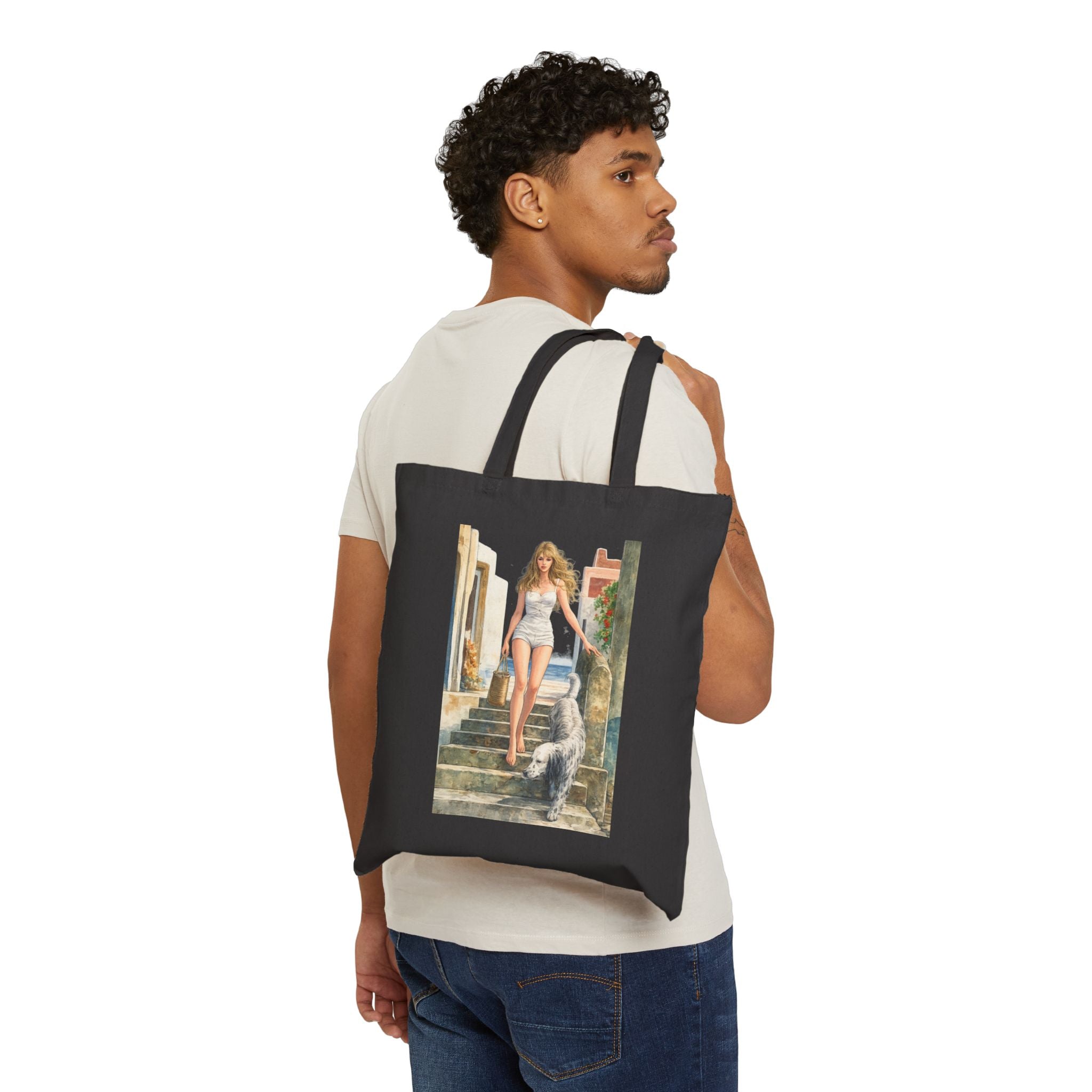 Tuscany Vacation Pin Up tote bag | Vintage seaside illustration