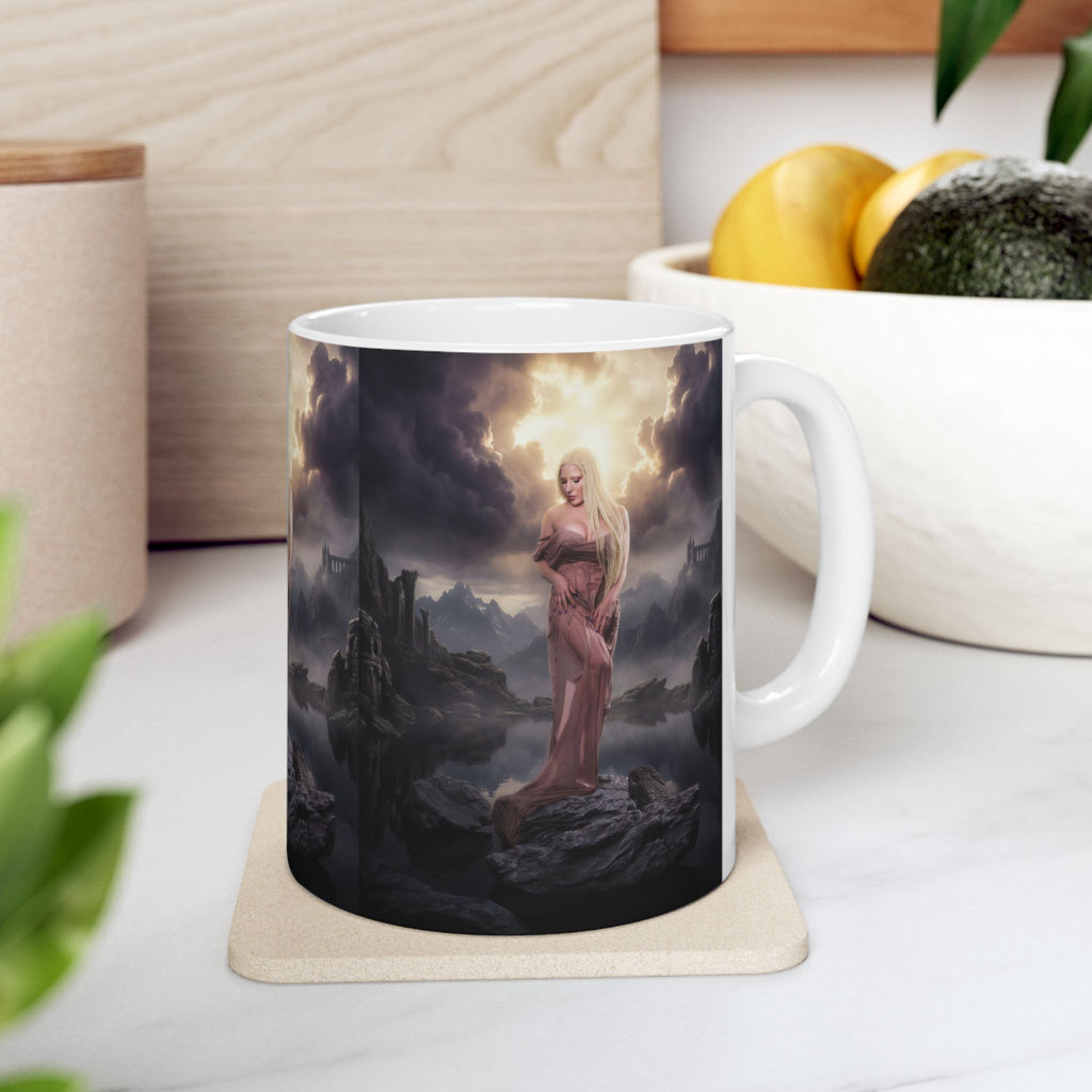 Renaissance photoshoot Mug | Dark Castle Landscape, Mythic Woman