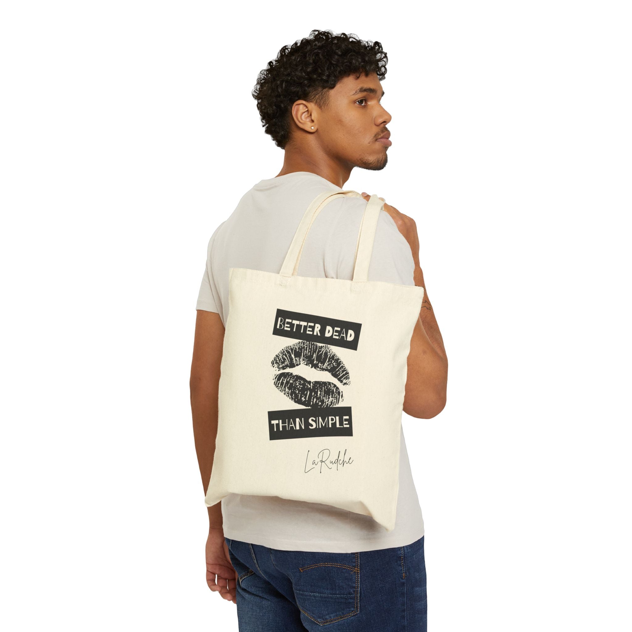 Better Dead Than Simple tote bag | Kiss graphic cotton canvas tote