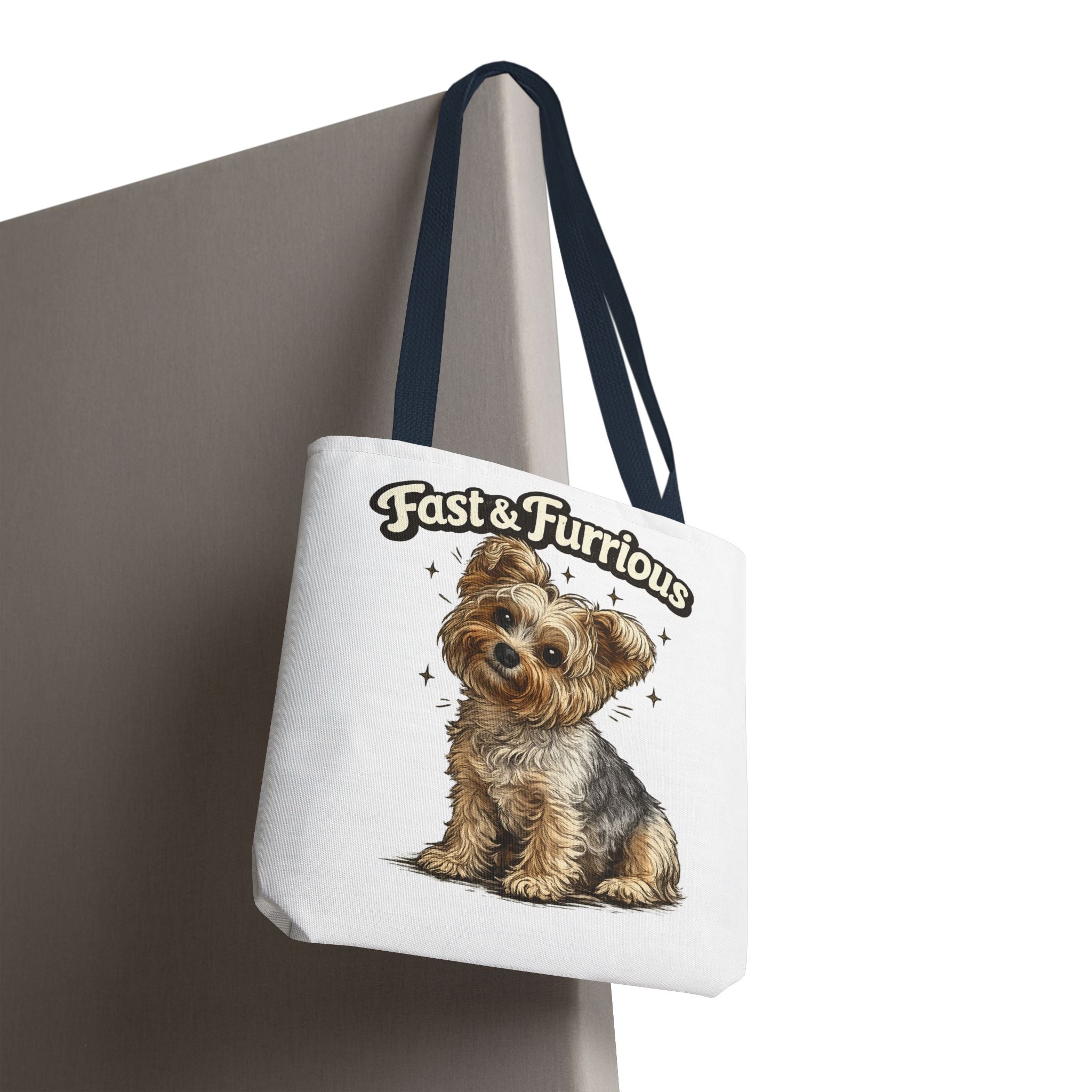 Fast & Furrious Yorkshire Terrier tote | cute dog illustration, paw art