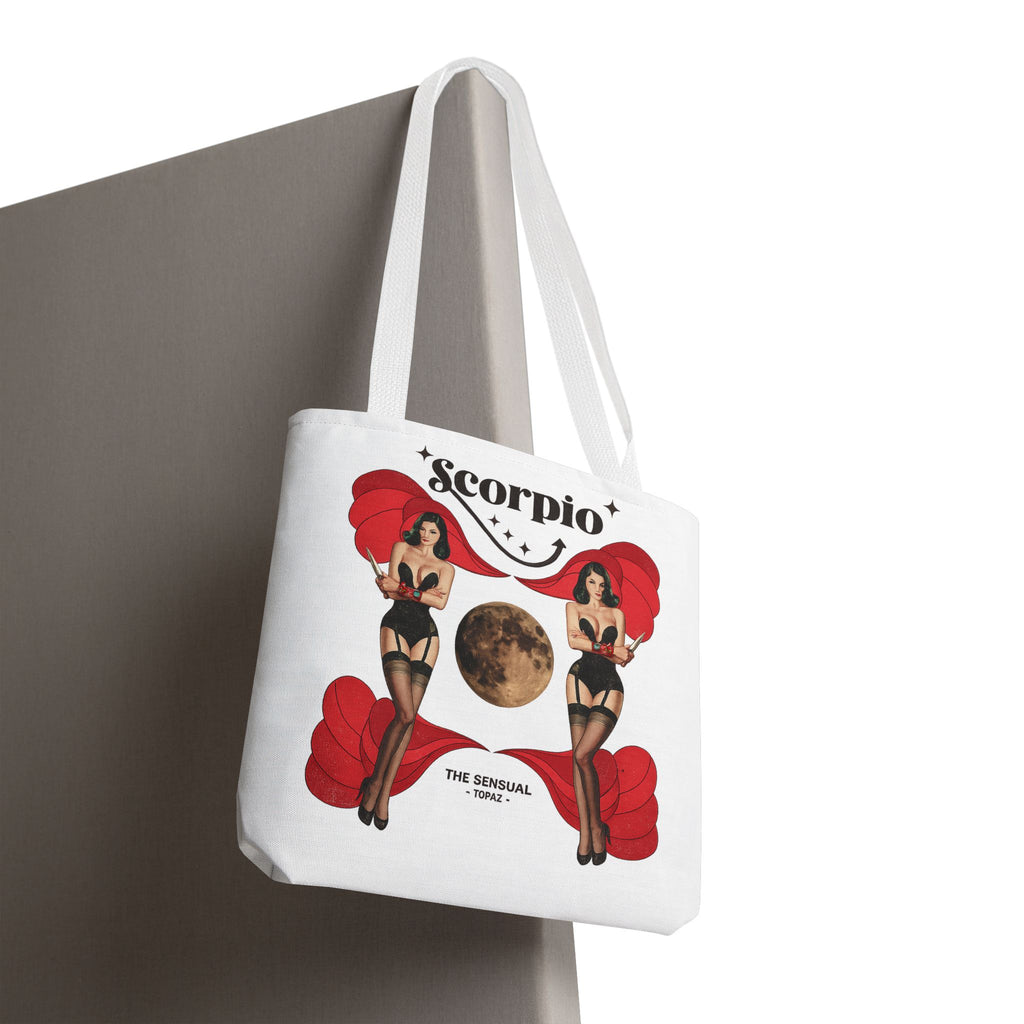Scorpio Pinup Moon Tote Bag | Zodiac Astrology Illustration