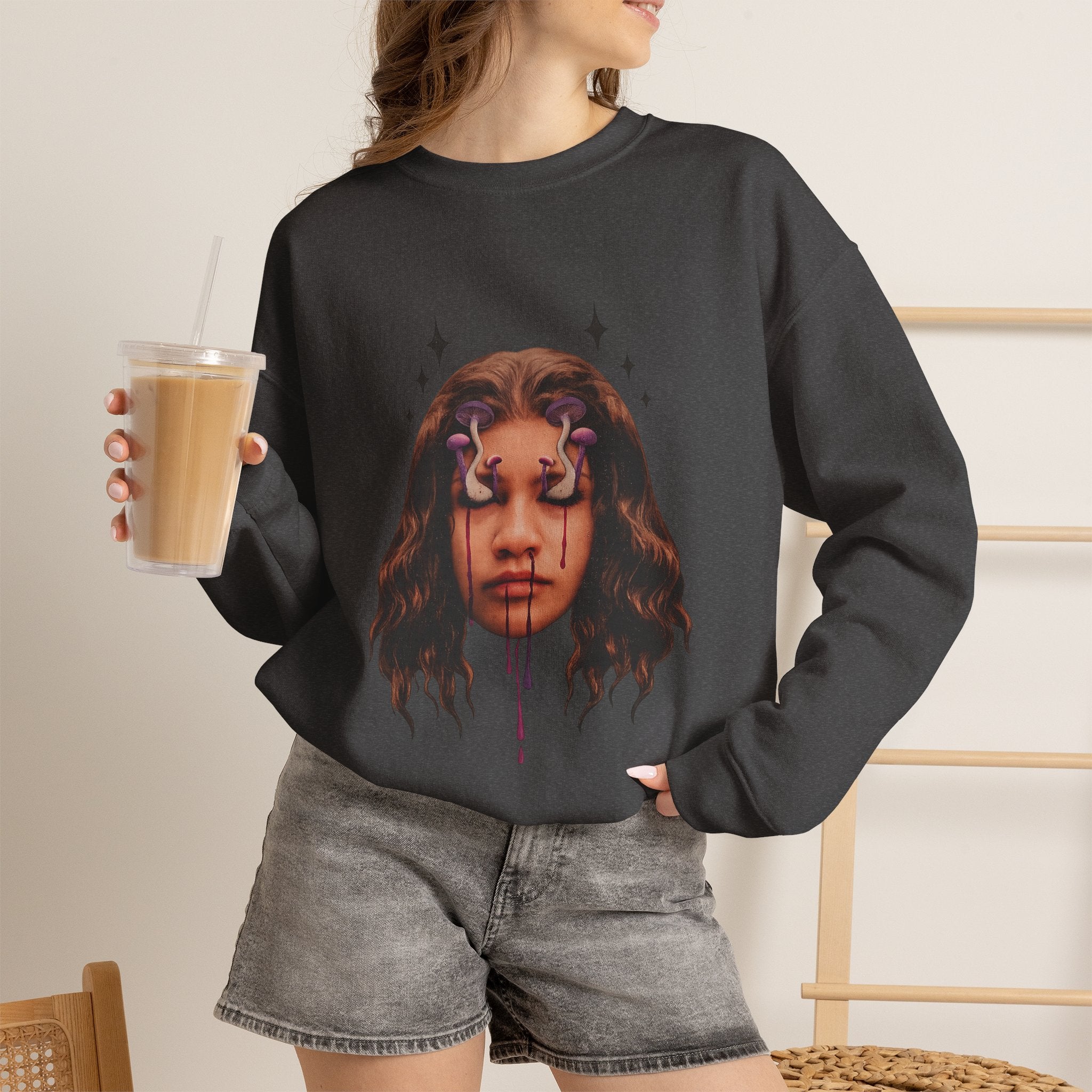 Mushroom Awakeness sweatshirt | Portrait Art, Mystic Tears