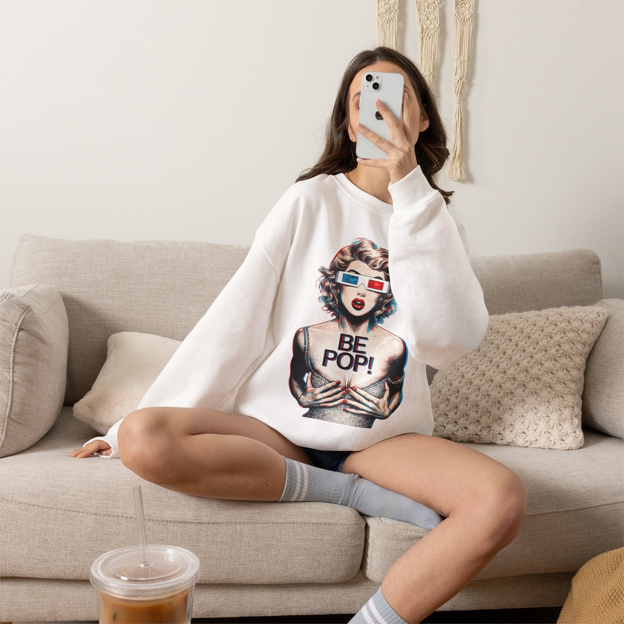 Pop Art BE POP! Sweatshirt | Vintage Pin-Up Graphic