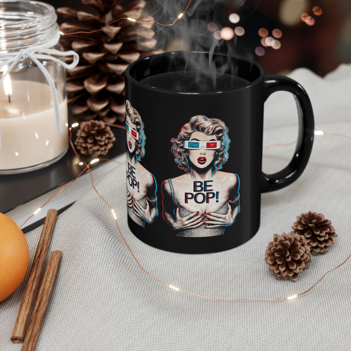 Be Pop Pinup Mug | Black Ceramic Coffee Cup
