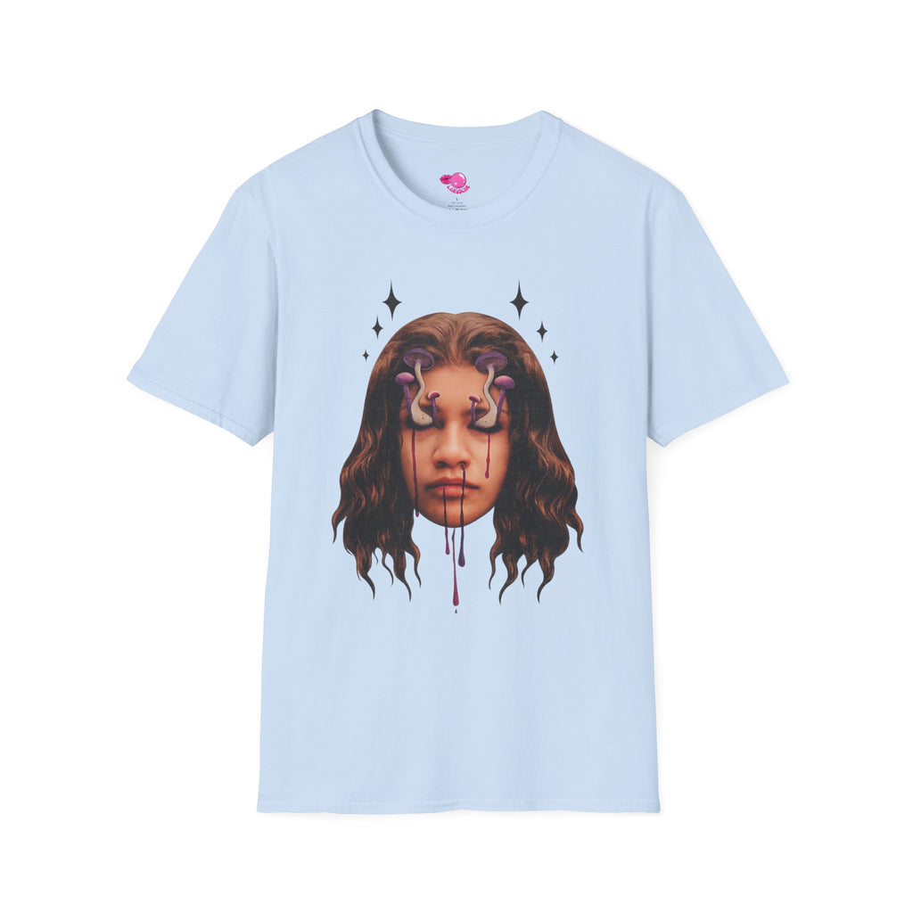 Mushroom Awakeness T-Shirt | Surreal Mushroom Art, Moody Portrait