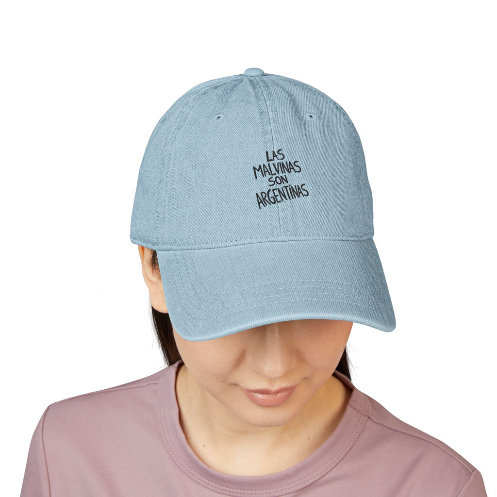 Las Malvinas Son Argentinas Denim Hat, Embroidered Phrase Cap