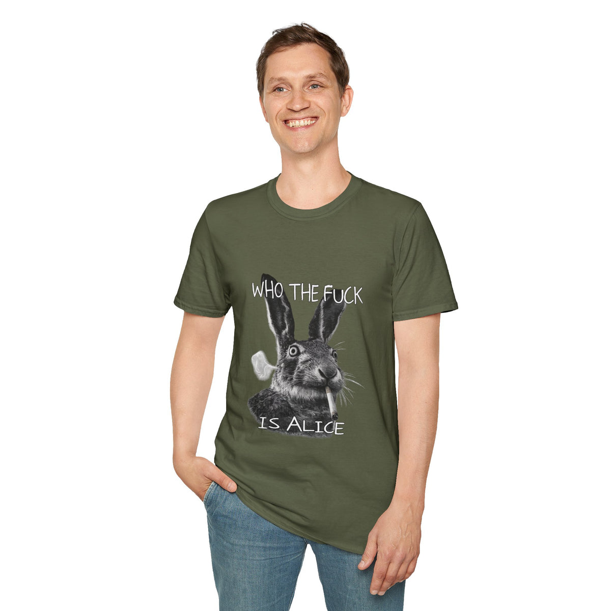 Who The Fuck is Alice T-Shirt | Bunny Illustration, Funny Profanity Tee