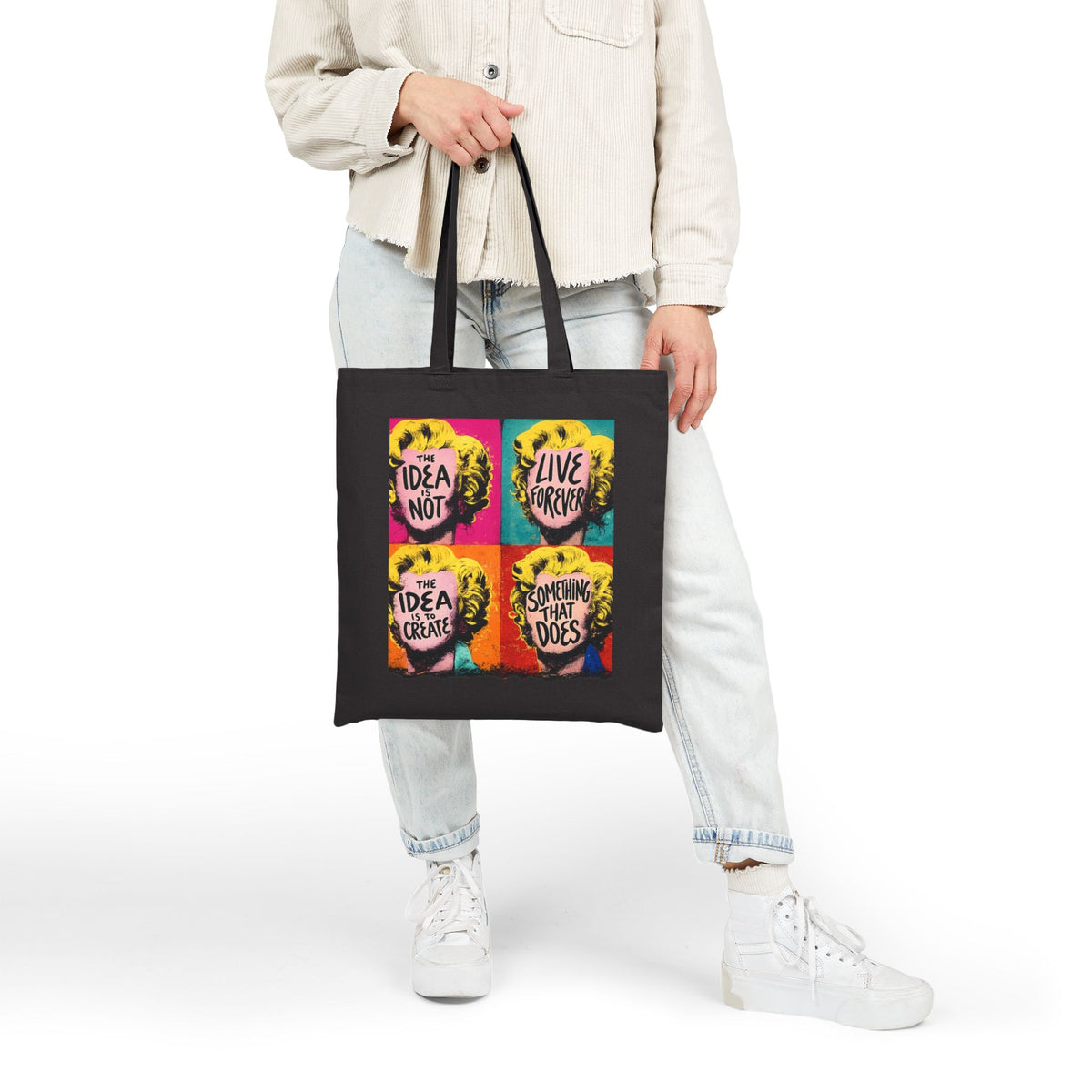 Pop Art Inspirational Quote Tote Bag | Colorful Motivational Canvas