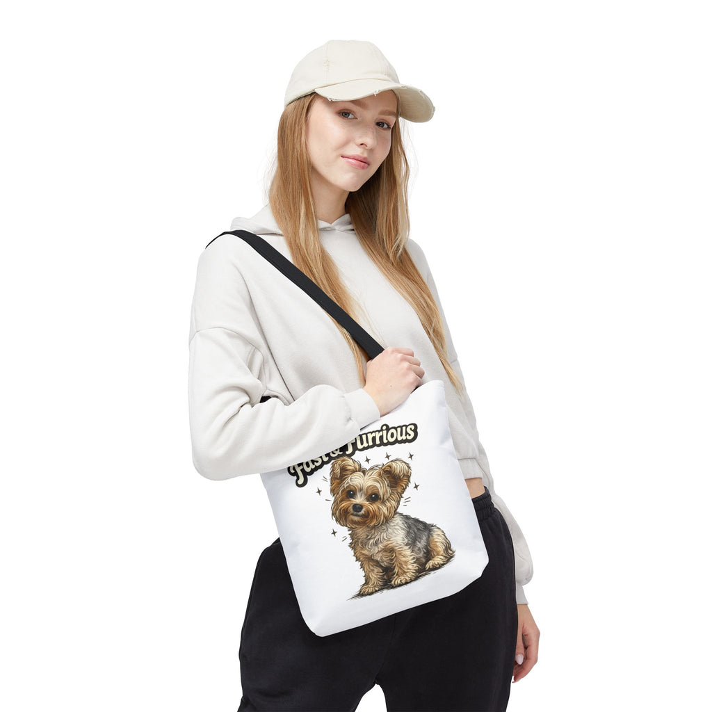 Fast & Furrious Yorkshire Terrier tote | cute dog illustration, paw art