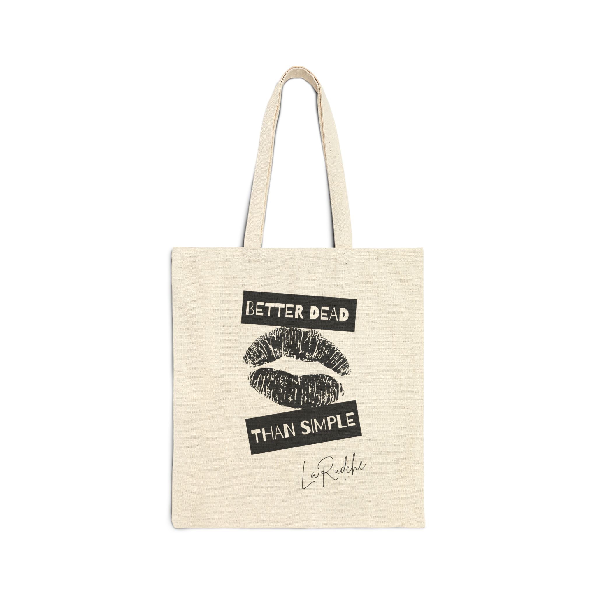Better Dead Than Simple tote bag | Kiss graphic cotton canvas tote