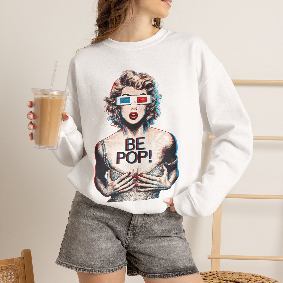 Pop Art BE POP! Sweatshirt | Vintage Pin-Up Graphic