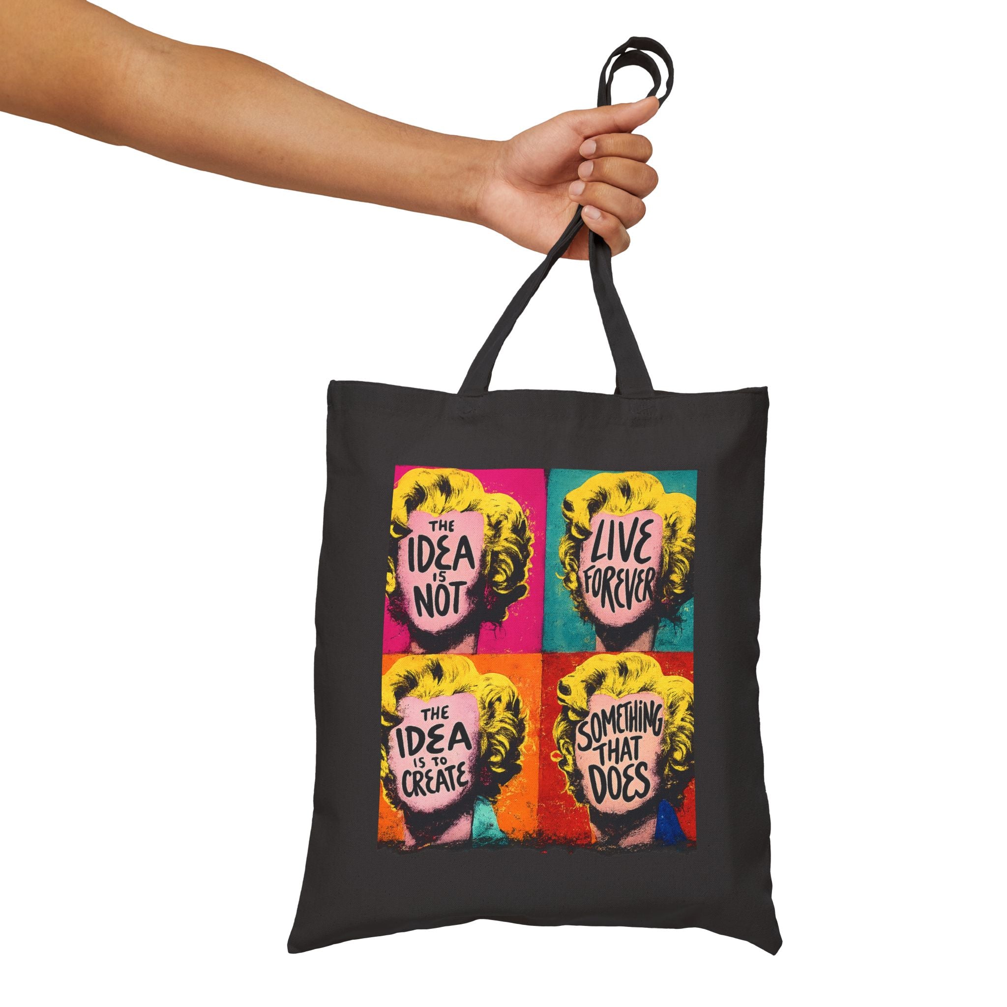 Pop Art Inspirational Quote Tote Bag | Colorful Motivational Canvas