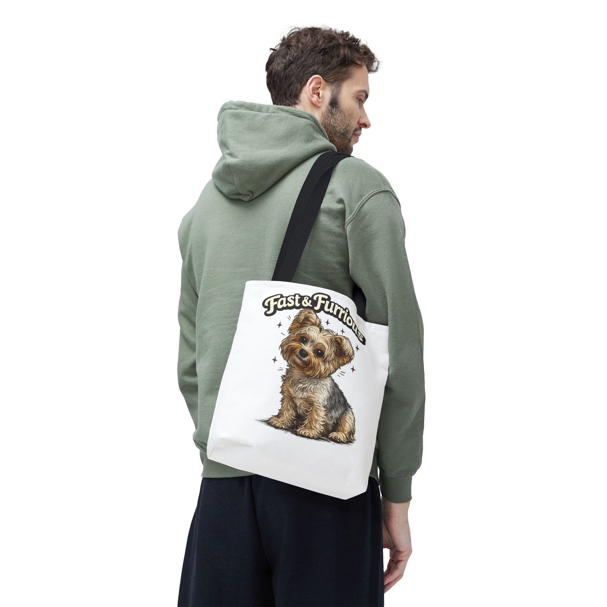 Fast & Furrious Yorkshire Terrier tote | cute dog illustration, paw art
